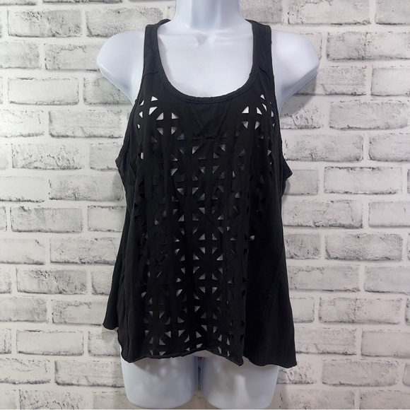 Sloane Rouge Laser Cut Raw Hem Tank Top Medium - Picture 1 of 7